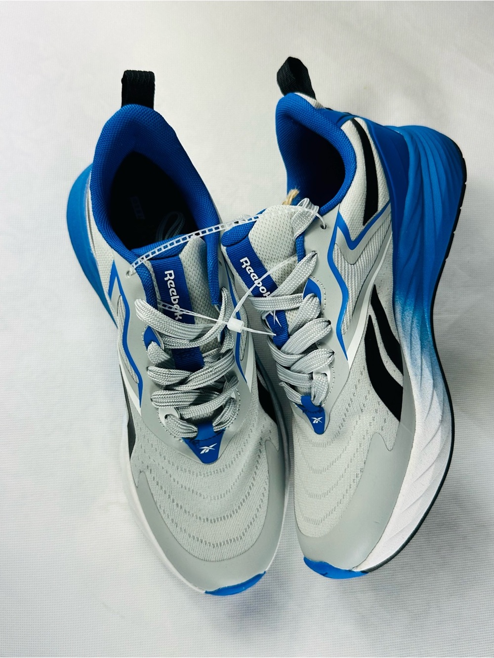 Reebox Men's Light Gray and Blue Athletic Running Shoes - Picture 4 of 11